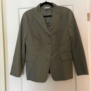Vintage Akris Punto Designer Khaki Classic 3 Pocket Blazer Jacket